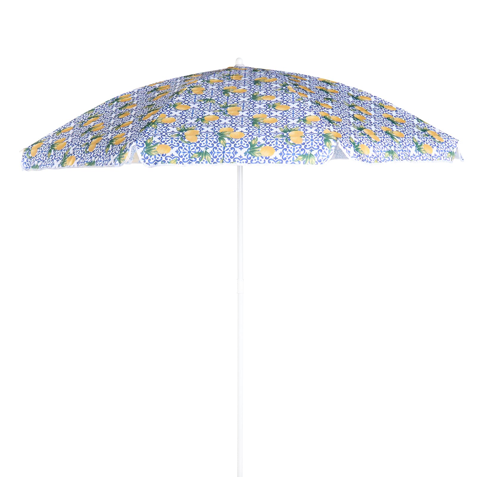 OHS Garden Parasol Umbrella, Blue/White Lemon Print Outdoor Garden Umbrellas UV Resistant Sun Shade with Sturdy Pole & Tilt Windproof Beach Patio Umbrella, 1.8m โ image 1
