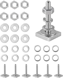 T Slot Bolts for Thule, Yakima Roof Rack Cross Bars, Platform, Cargo Basket, Stainless Square T Track Bolt Adapter to Secure Bike/Ski/Kayak Rack, Solar Panel, Awning, M6x35mm, 4mm Thickness