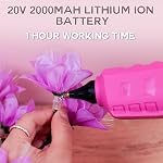 Hot Glue Gun, 20V Gun sans fil rose avec 30 PCS Sticks de colle pleine taille, 2Ah Kit de colle de batterie rechargeable pour DIY,