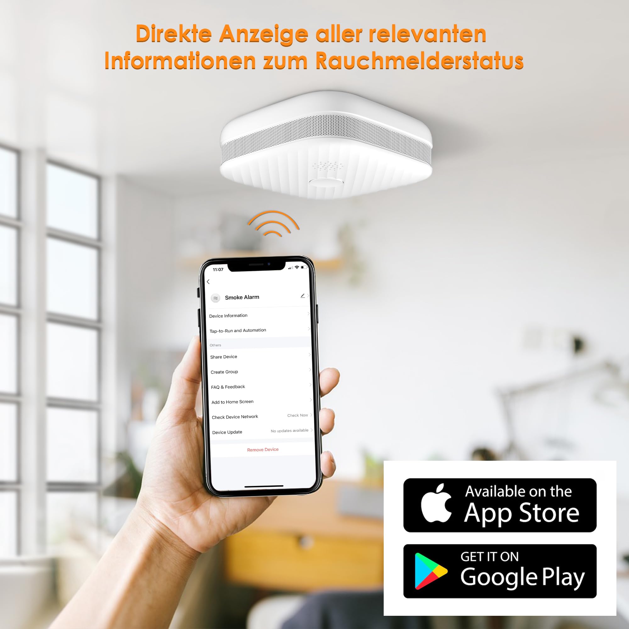 Funkrauchmelder Rauchmelder Vernetzt mit Magnethalterung,Photoelektrischem Sensor und Austauschbarer Batterie, Smart Homematic Rauchmelder WLAN für Smart Home(3-Pack)