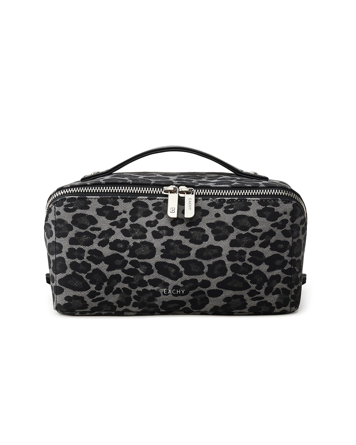 EACHY Travel Makeup Bag for Women, Flat Open Leopard Print Cosmetic Bag