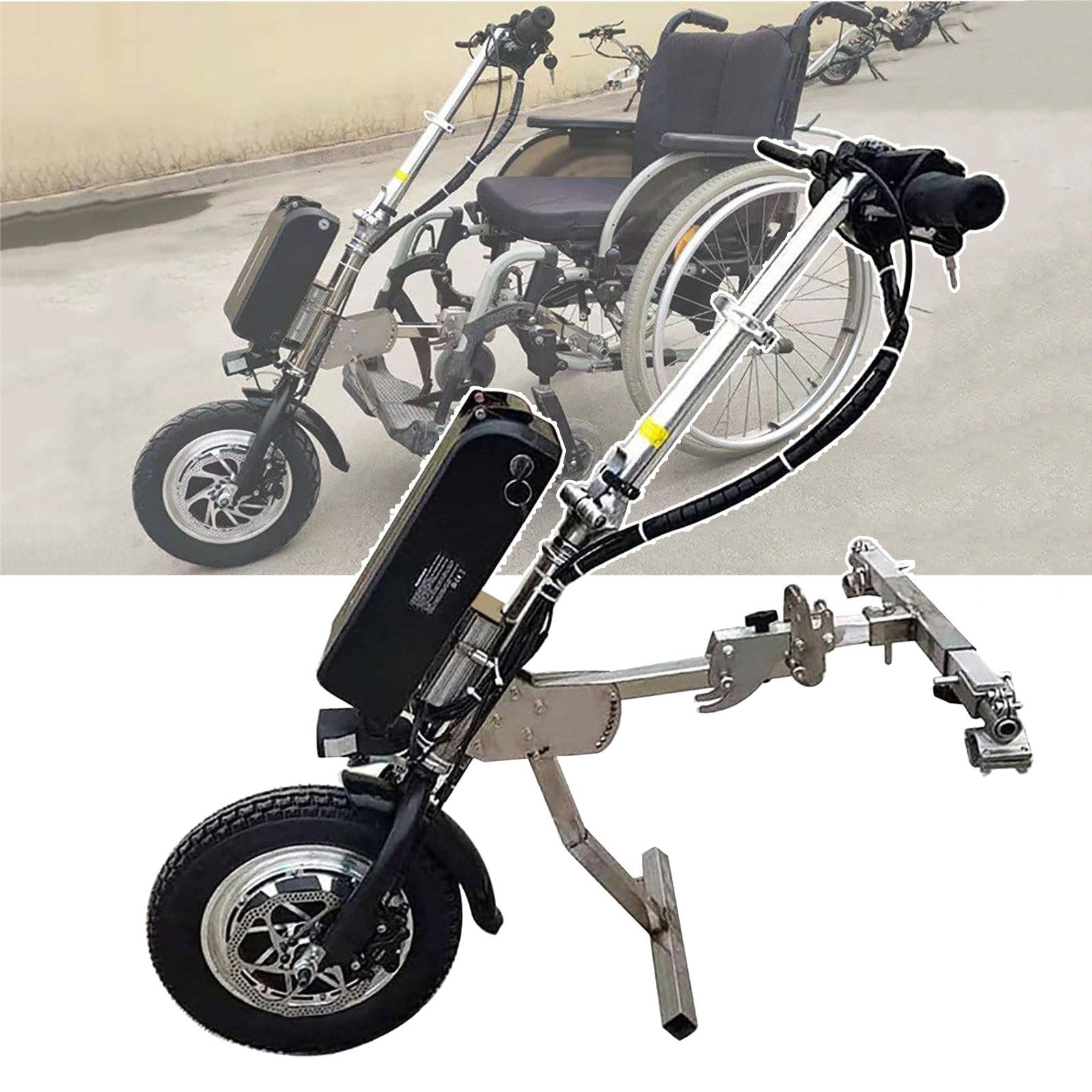 Dispositivo De TraccióN para Silla De Ruedas De 500 W, Accesorio para Silla De Ruedas para Bicicleta De Mano EléCtrica/Alcance De Crucero: 85 Km, 3 Velocidades/con Luz Delantera B