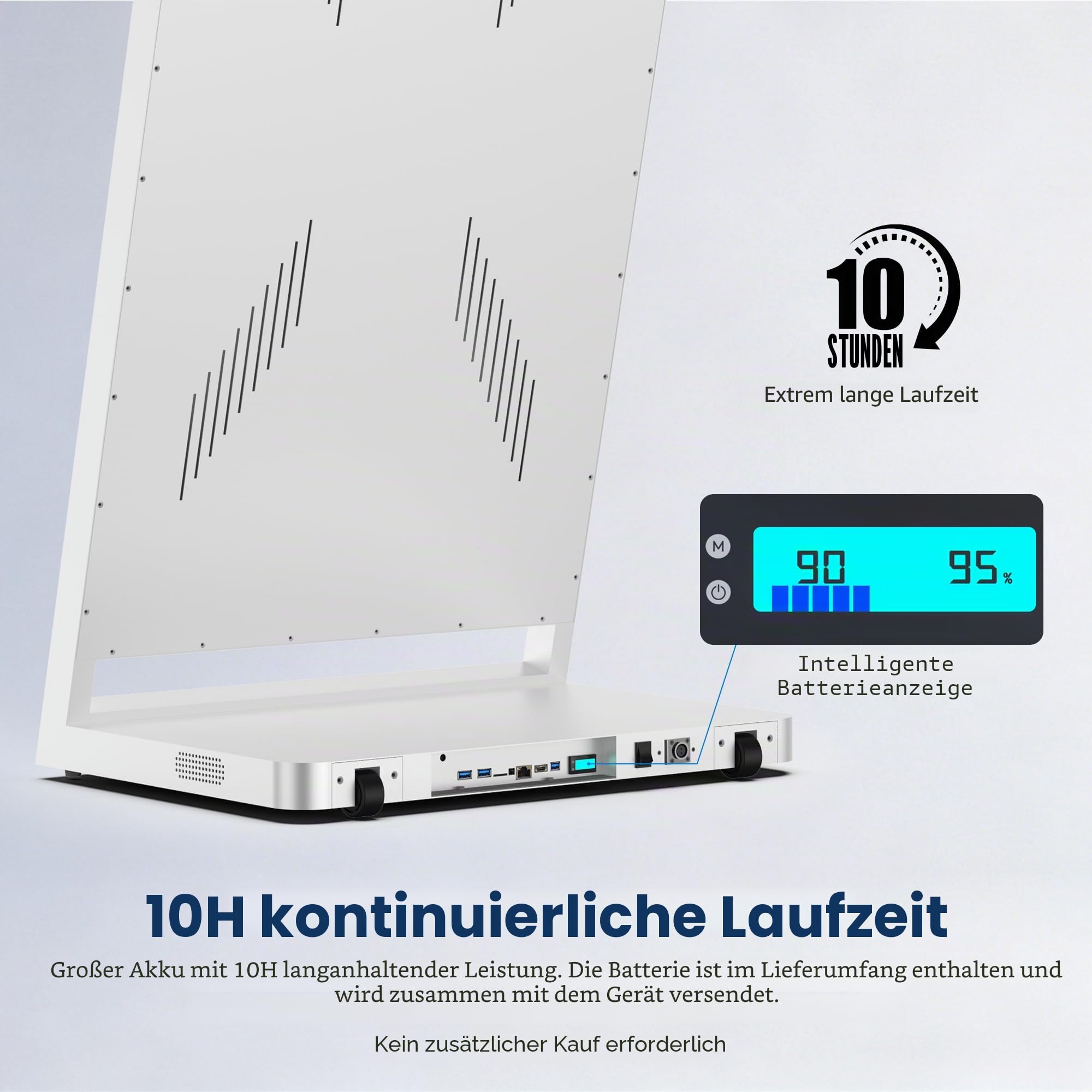 43 Zoll Digitaler Kundenstopper, Faltbarer Full HD LCD Werbeaufsteller mit Android 14, Fahrbares Werbedisplay mit Rollen, Kostenloses CMS, Mobiler Digital Signage Kiosk, USB/WiFi/HDMI