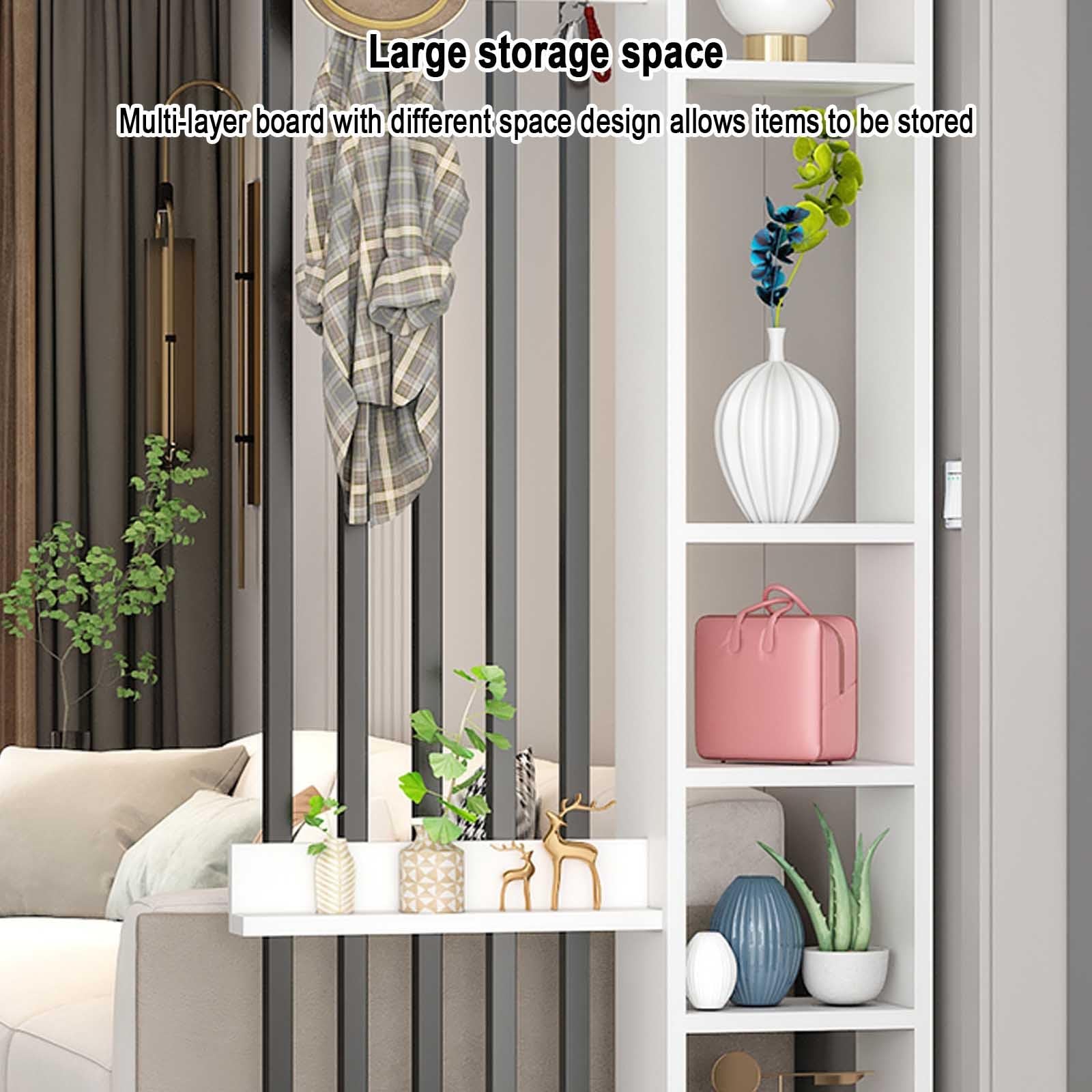 Separador de habitación de madera de suelo a techo con perchero, panel de privacidad de madera maciza, 80 cm, mejora el espacio y la nizat