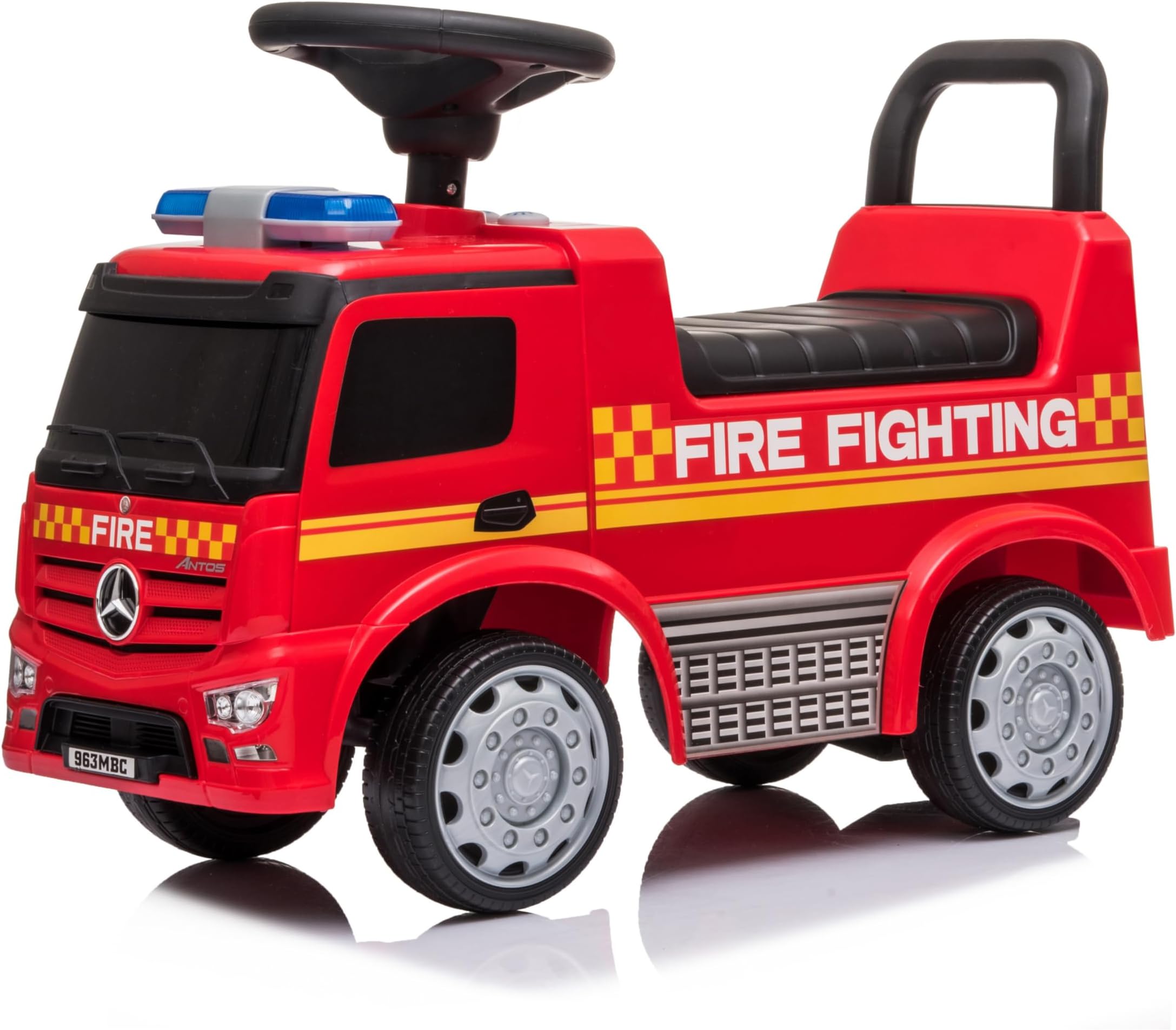 Lovely Baby 3-in-1 Ride-On Push Car - Fire Truck & Police Car Styles with Siren, Lights, Storage, Horn, and Anti-Roll Over Stopper for Toddlers 1-3 Years