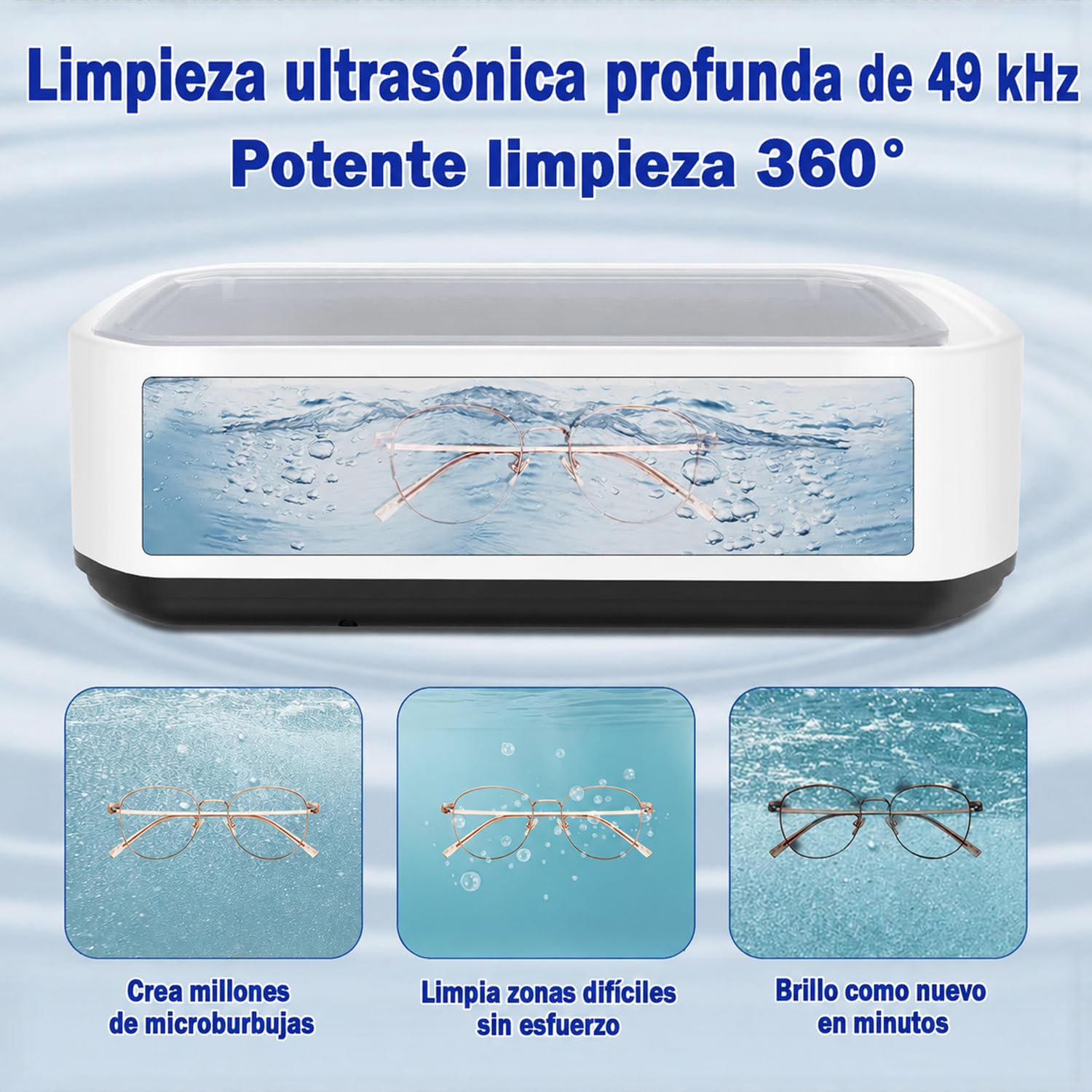 Ultraschallreinigungsgerät 650 ml, 49 kHz Brillenreinigungsgerät für Brillen, Schmuck und Zahnschienen, Ultraschallreiniger mit 5 Timer-Stufen, Digitalanzeige, 304 Edelstahl, leiser Betrieb