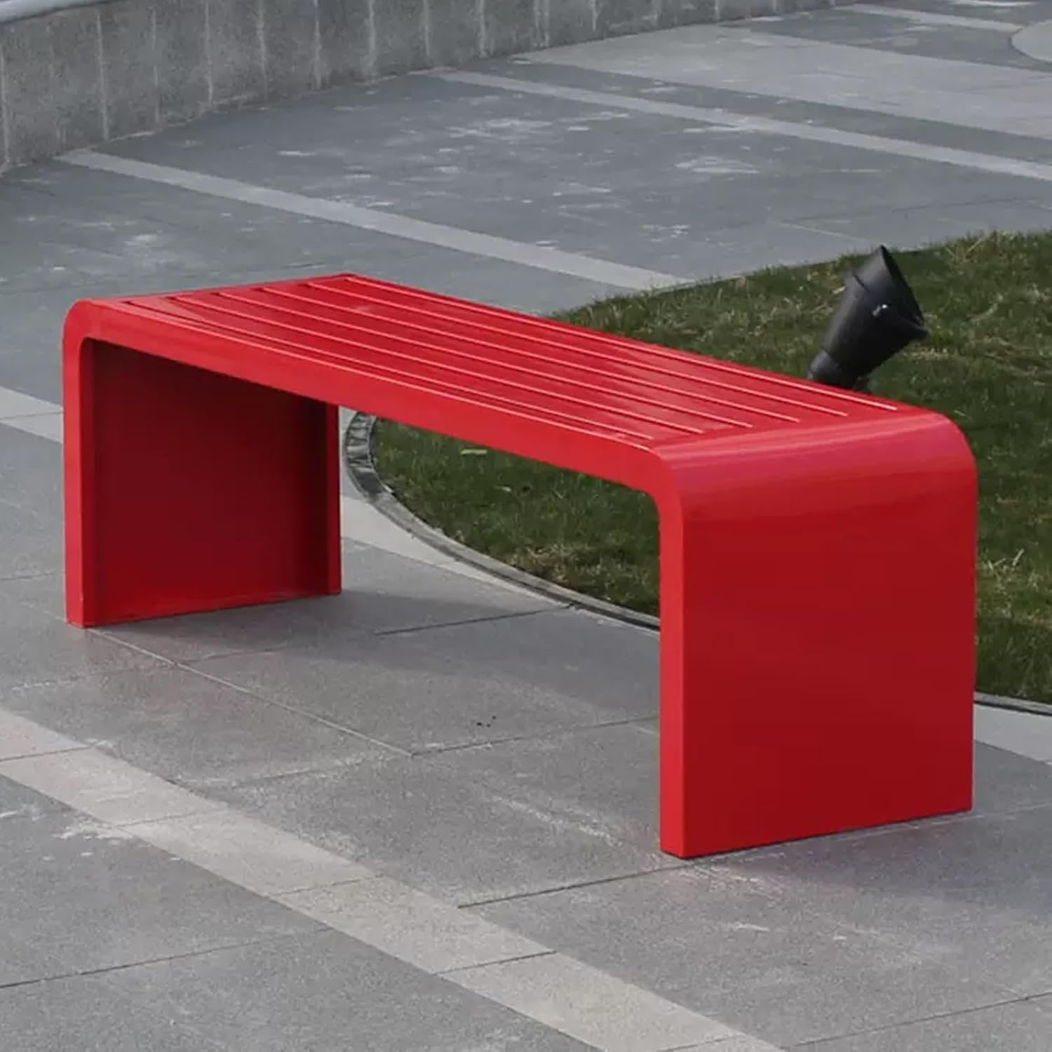 Outdoor Bench, Metal Bench Indoor, Cast Iron Porch Seat Bearing Capacity 250kg, Picnic Benches for Outdoors, for Community Parkgardens, Backyard, Patio(Red,39.3x15.7x17.7in)