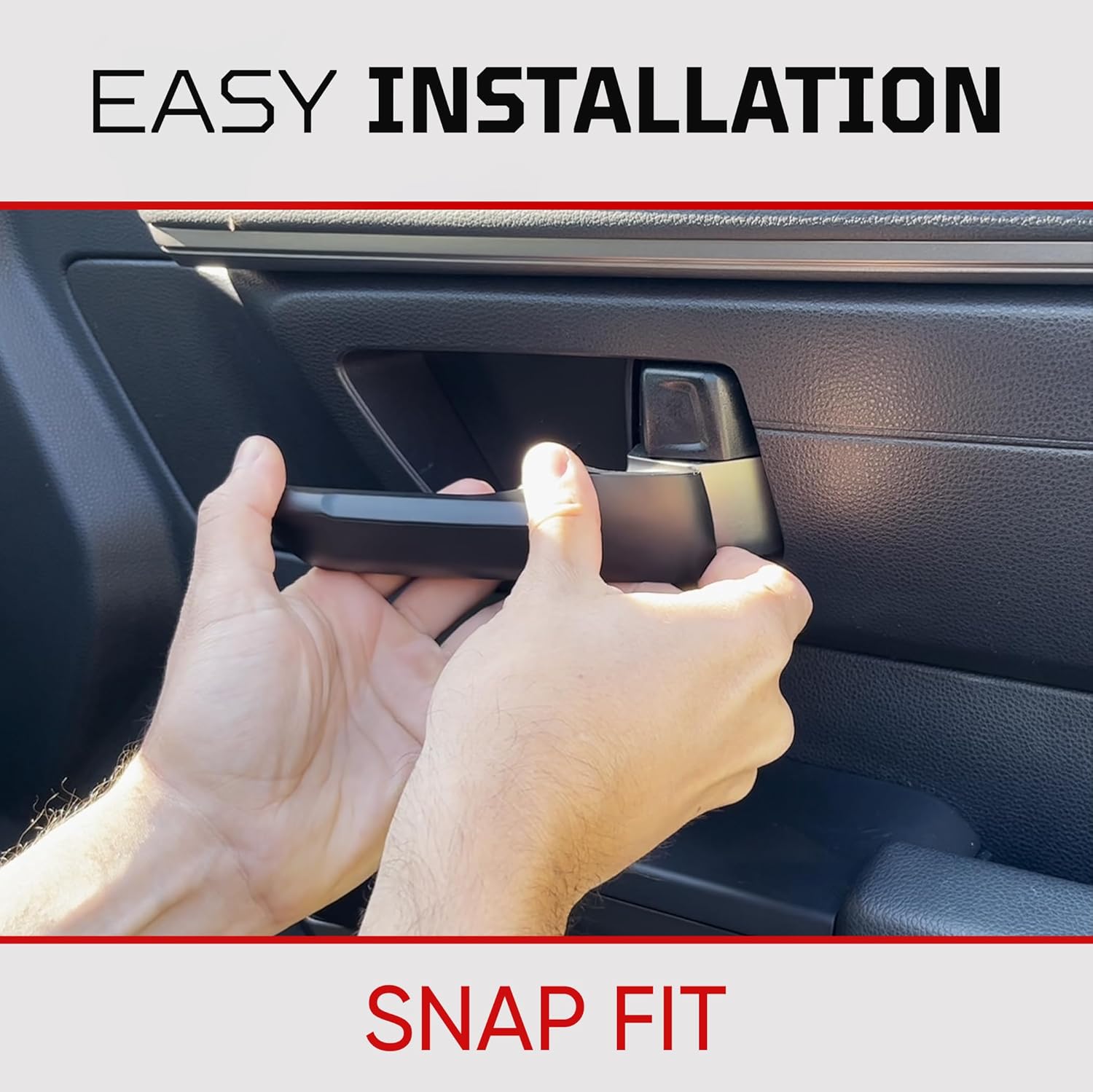 AJT DESIGN Door Handle Covers Compatible with Toyota Tundra (2022+), Tacoma (2024+) & 4Runner (2025+) | Interior Accessories | High Strength ABS Plastic | Made in USA | 4 Piece Set - Black