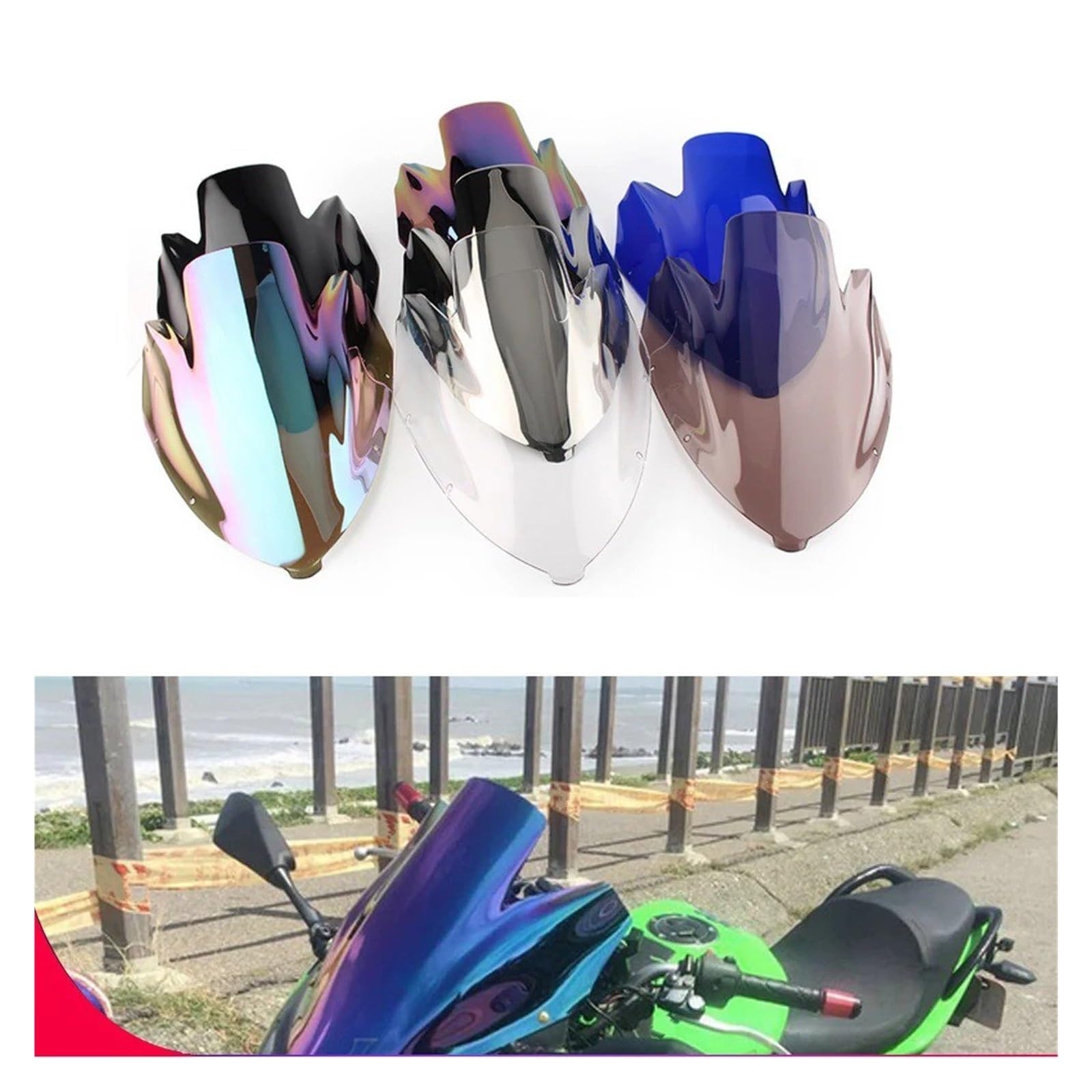 Spoiler De Bulle Moto pour ER-6F pour ER6F pour NINJA650R pour Ninja 650R 2006-2008 Moto Pare-Brise Couvre Écran Déflecteur Déflecteur(Iridium)