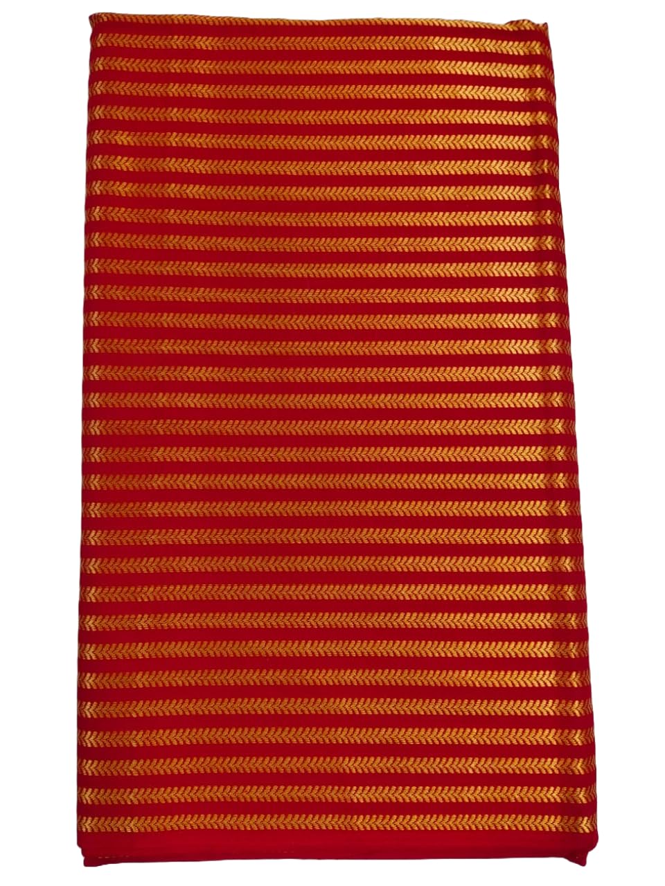 Cotton Blouse Material, Red with Gold Striped Pattern, Traditional Design-image-48