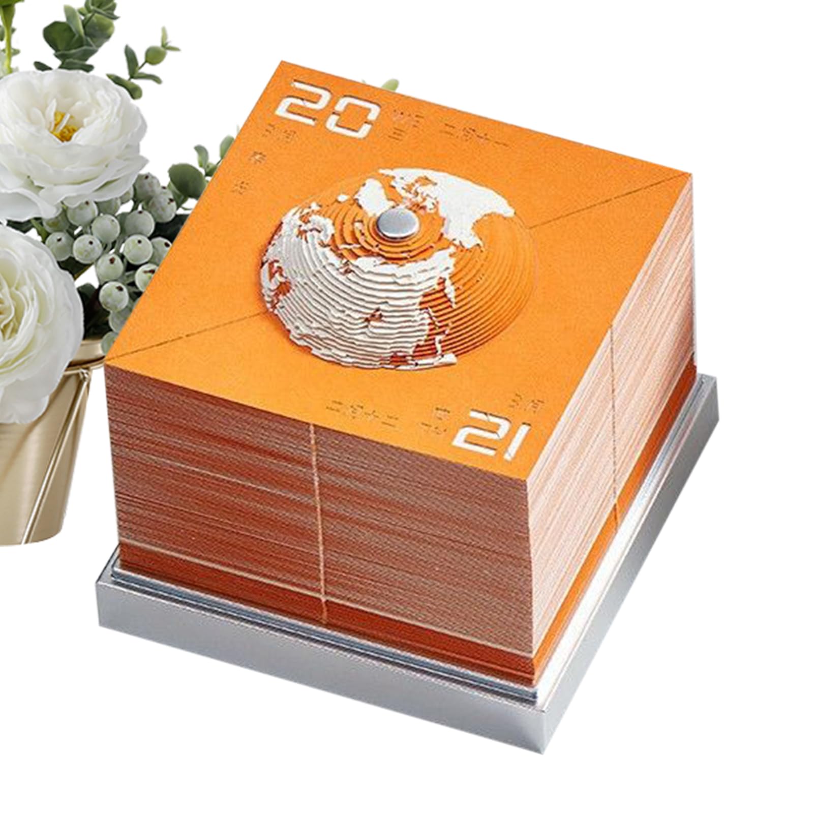 3D Kalendarz Biurkowy 2026 Kula Ziemska Dekoracja Biurka | Artystyczny Kalendarz z Papierowej Rzeźby Na Prezent do Domu Biura Pokoju dla Studentów Nauczycieli Freelancerów Święta