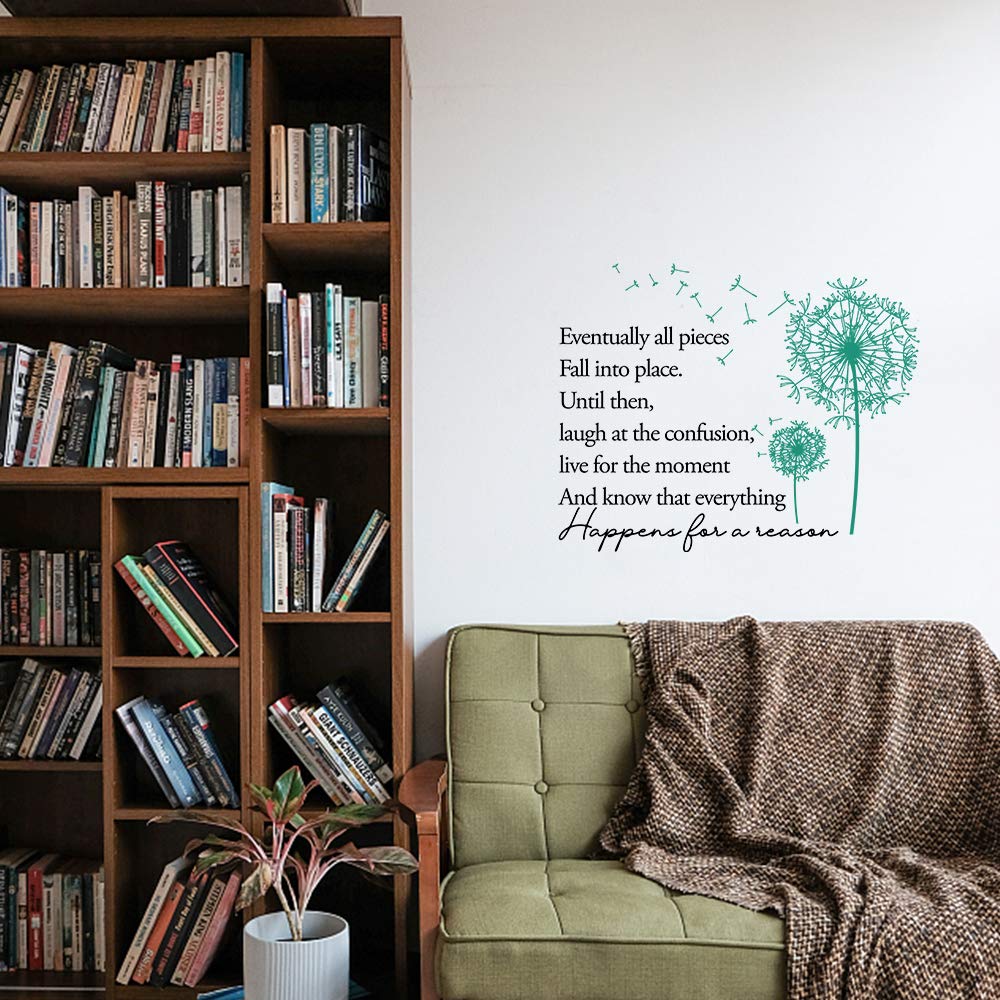 Calcomanía de vinilo para pared con citas inspiradoras familiares eventualmente todas las piezas caen en su lugar, vive por el momento y sabe que todo sucede por una razón, calcomanía decorativa