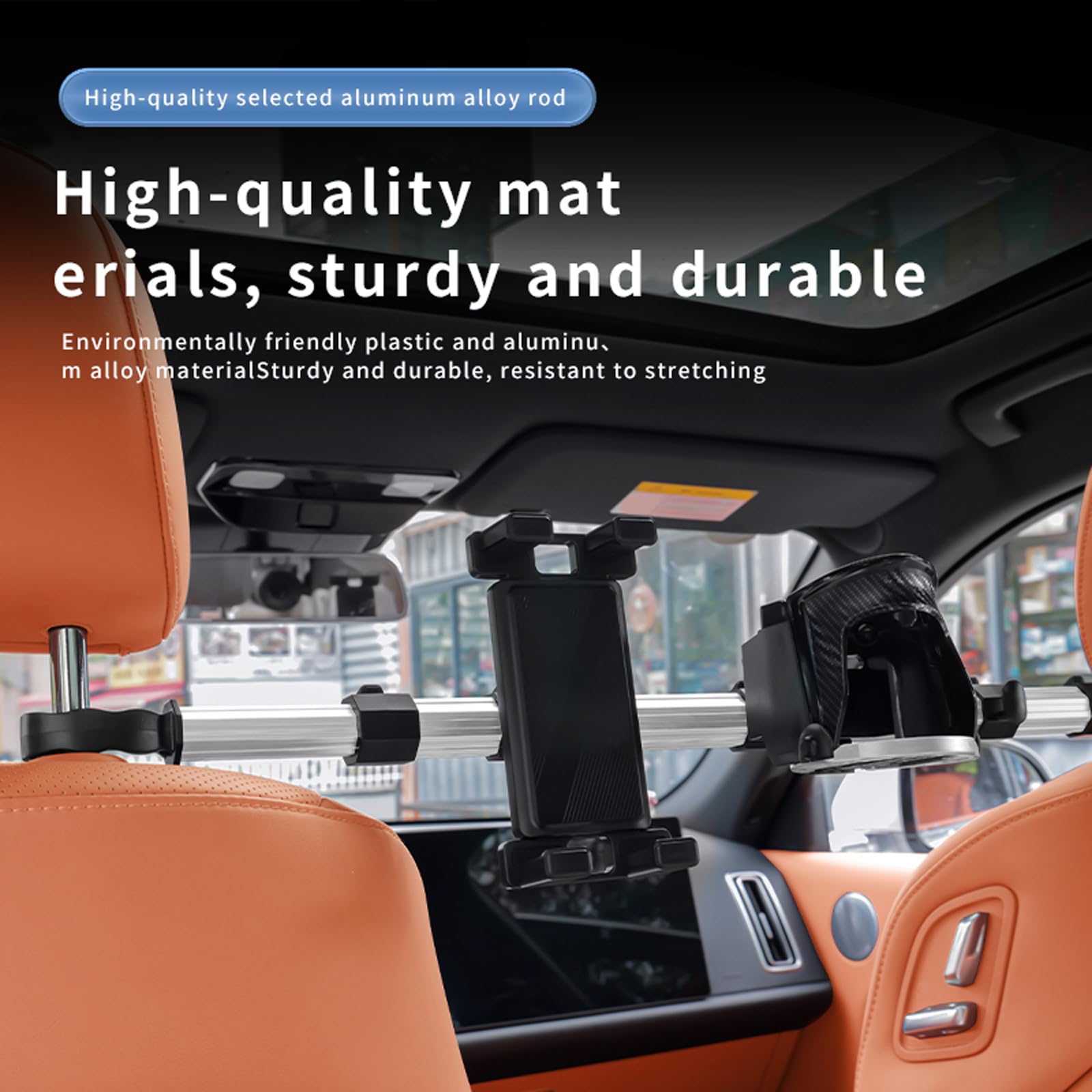 Support pour Tablette dans Le Repose-tête de Voiture, 2 pièces, Support Extensible pour Banquette arrière, étui Multifonction 3-en-1 avec Porte-Tasse et Crochet réglable, Support de Tablette