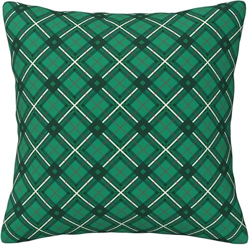 GETTOGET Funda de almohada del Día de San Patricio de 16 x 16 pulgadas, funda de almohada de búfalo verde para sofá, funda de cojín de algodón para