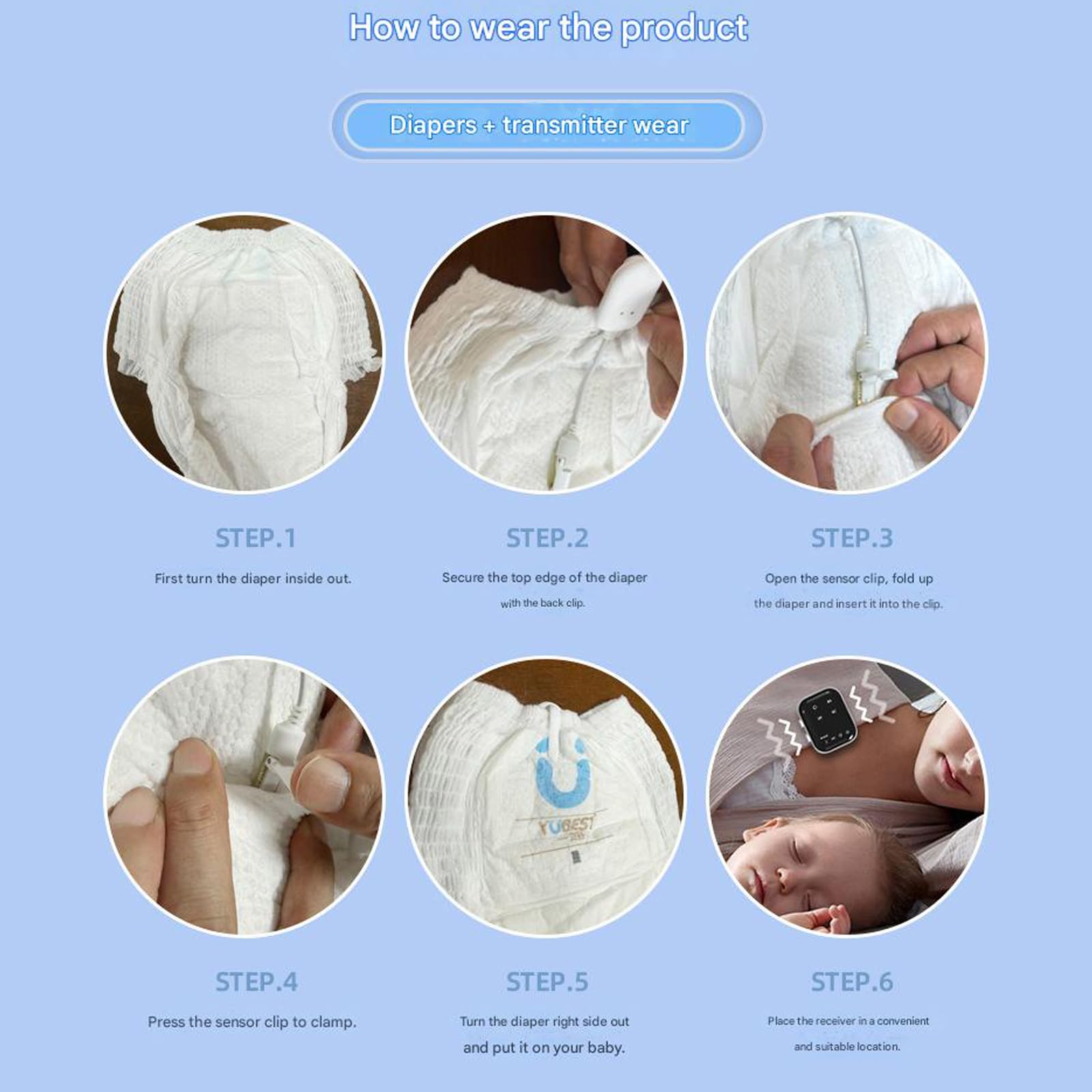 Monitor de humedad para niños que ofrece alertas musicales de vibraciones inmediatas para un entrenamiento eficaz para ir al baño, comodidad y alarma pediátrica