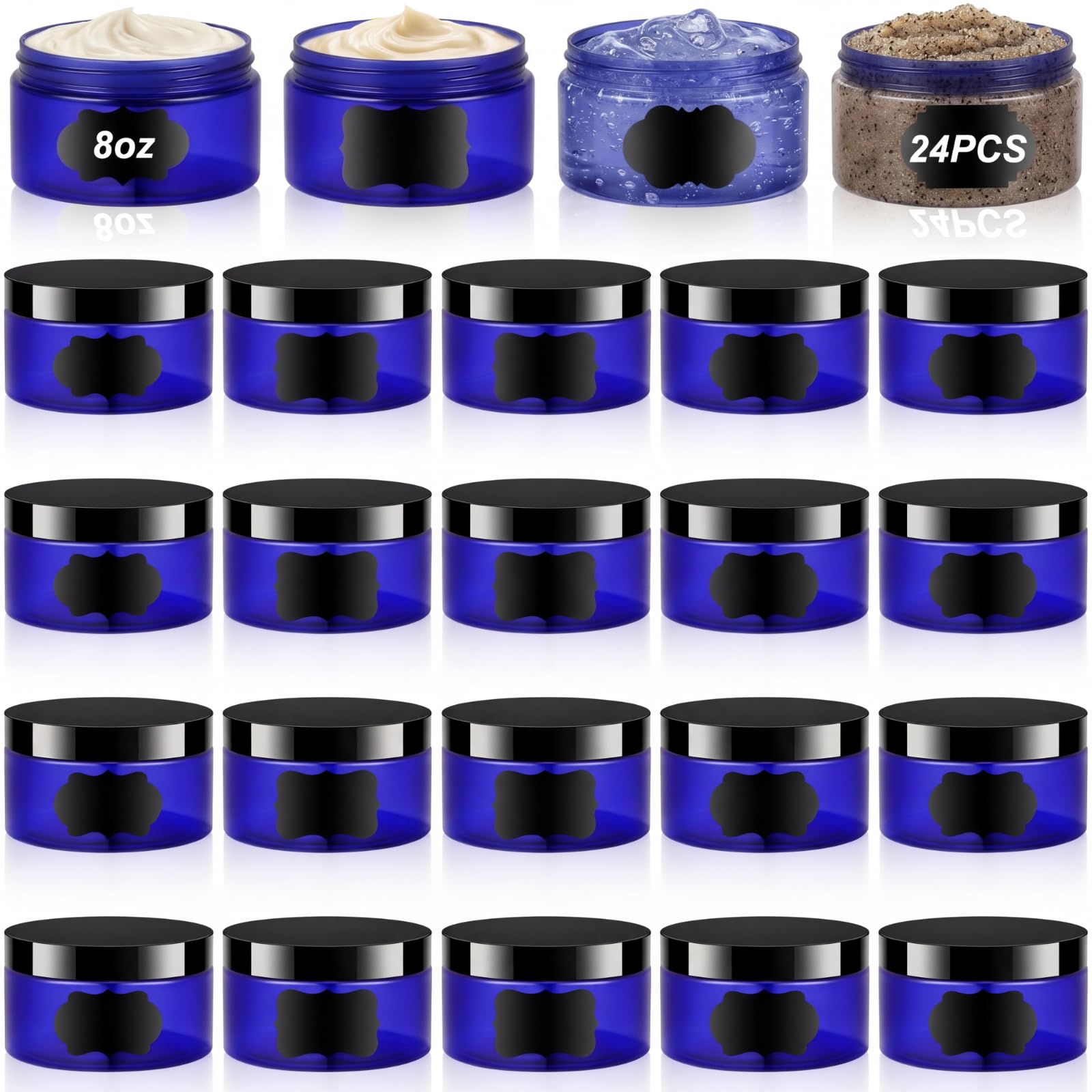 Pots cosmétiques vides en plastique PET bleu Dandat de 24 pièces pour voyage
