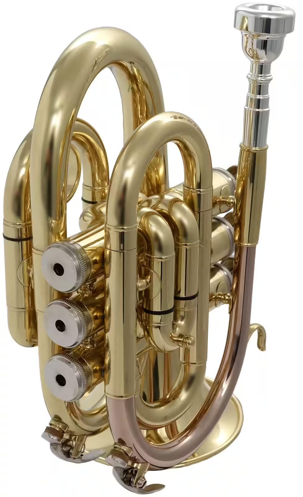 Woodbrass WTP200P – Si Lackierte Taschentrompete, Anfänger-Blasinstrument, spielfertig, 3 Monel-Kolben, kompakt & tragbar, Rucksackhülle & Mundstück inklusive