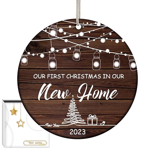 Housewarming Gift New Home Ornament Ceramic 3.5" with Gift Box, First Christmas in Our New Home Ornament 2023, New Home Gift Ideas-23 Home 1
