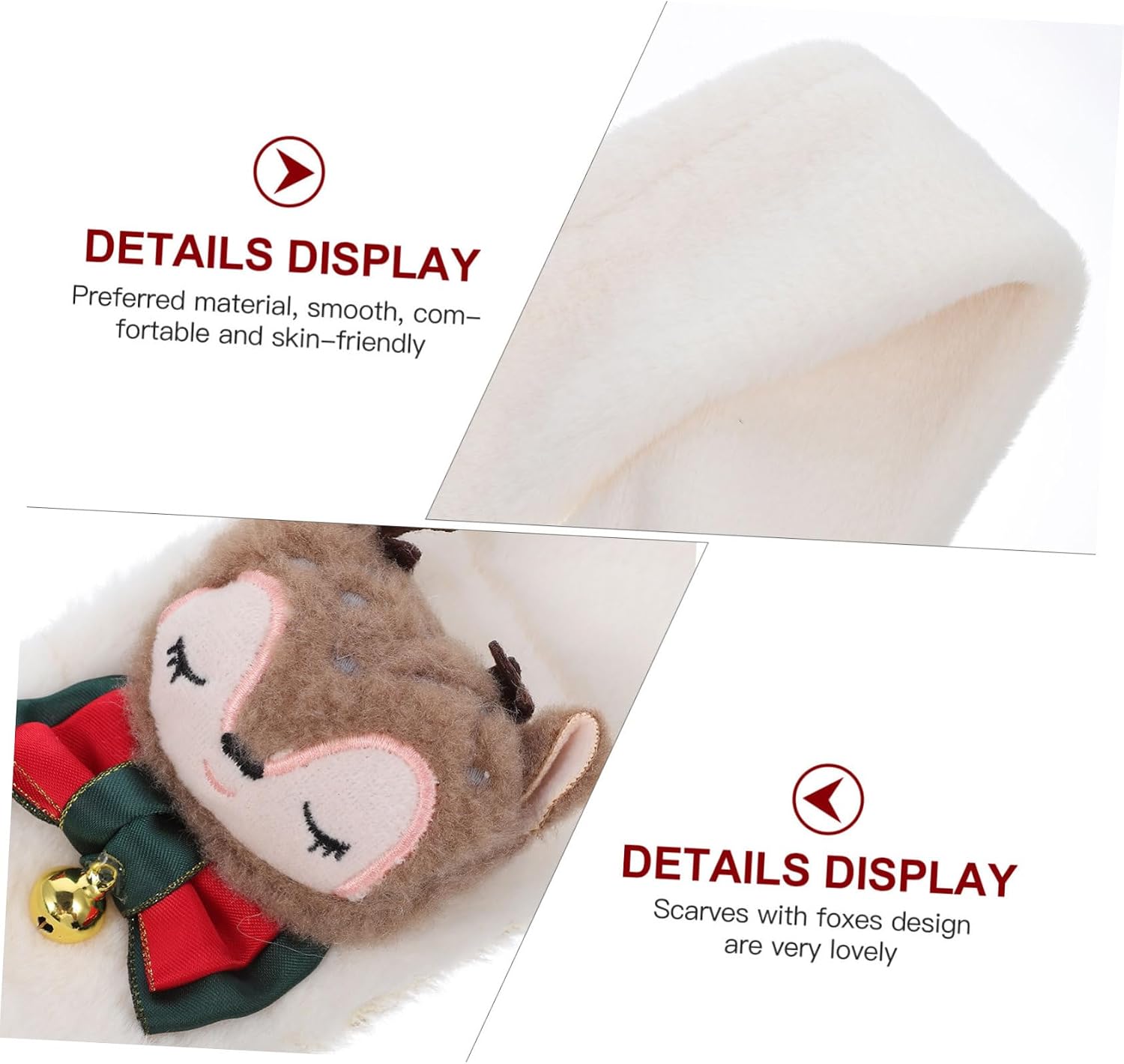 Winter Scarf with Lovely Foxes Design Soft Warm Polyester S Neck Warmer for Christmas Daily Wear Skiing Camping White Cute Scarf for Boys