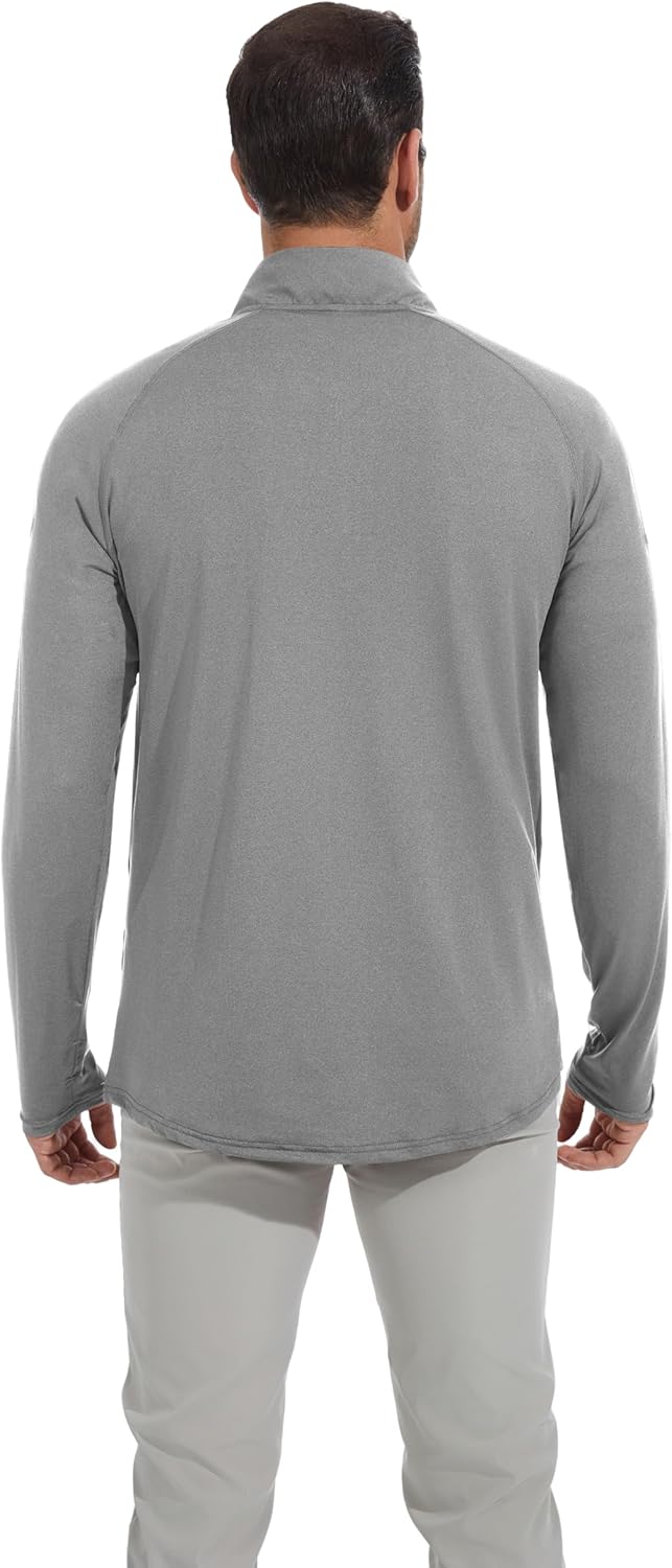 Mens Golf Quarter Zip Pullover Mock Neck Sweatshirt Lightweight UPF 50+ Sun Protection Long Sleeve Performance Shirt - Image 2