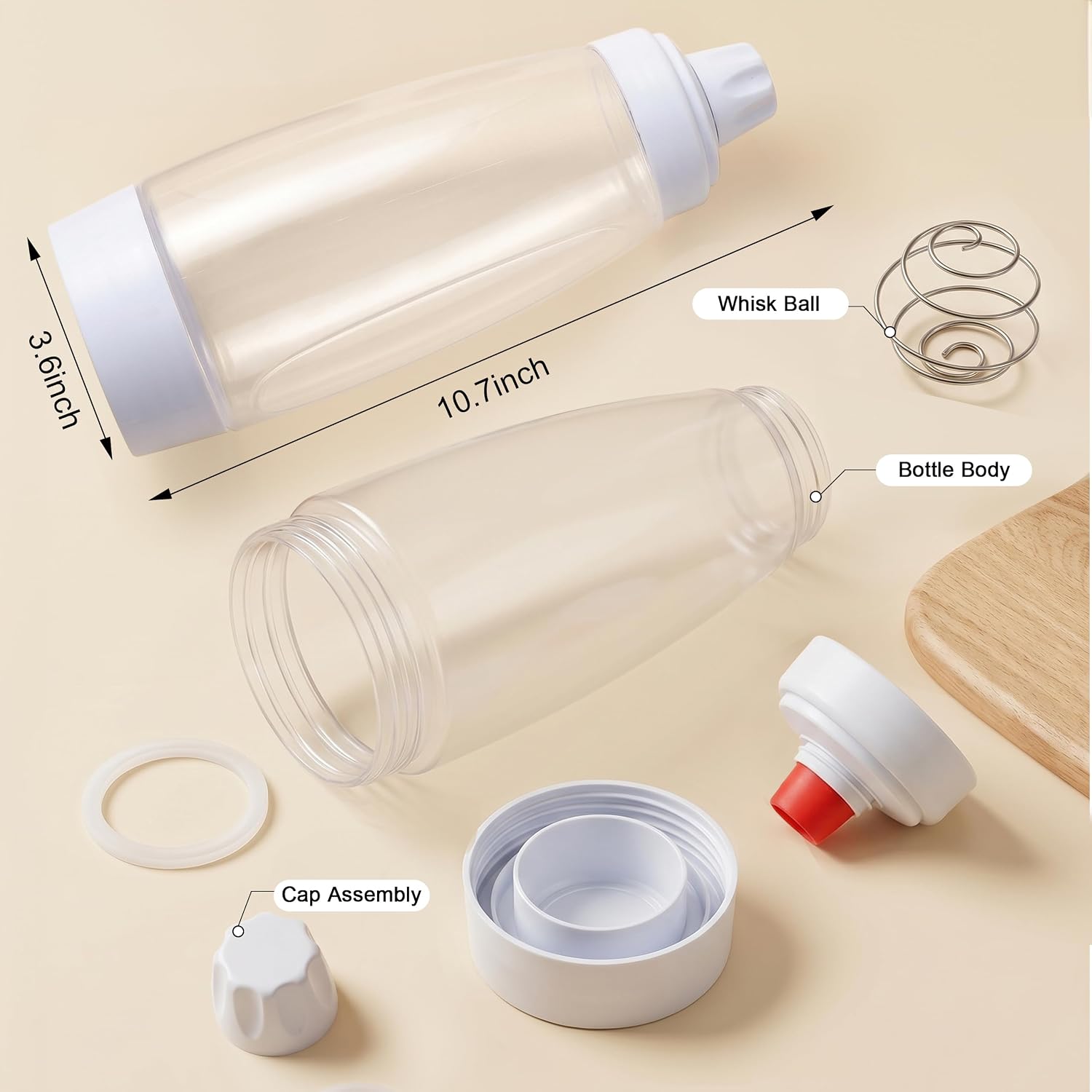 2PCS Pancake Batter Dispenser Bottles with Stainless Steel wire whisk Ball, 1000ml BPA-Free Pancake Squeeze Bottle Ideal for Pancakes Crepes Muffins Waffle Cupcakes