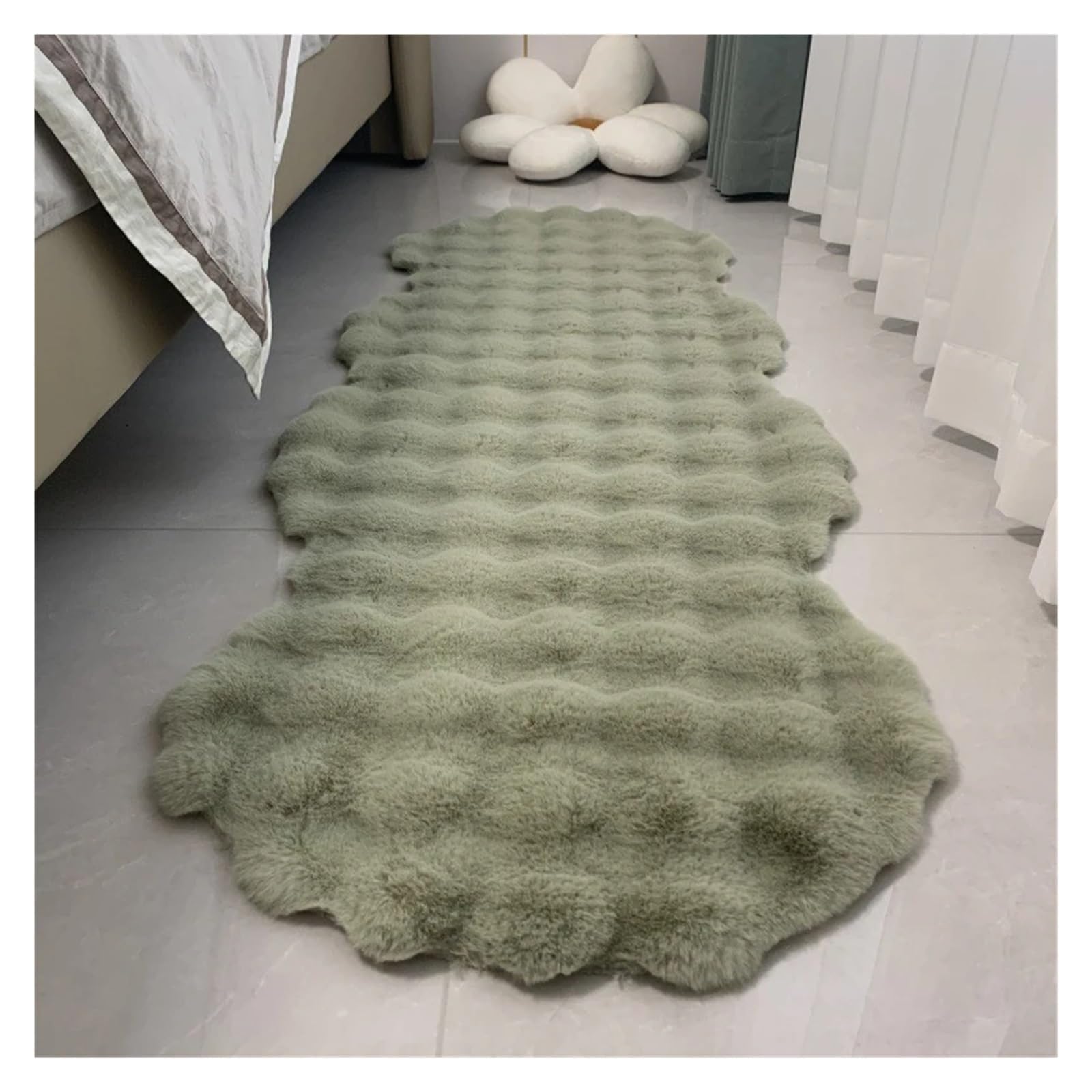 Tapis en velours à bulles vert antidérapant pour éviter les glissades sur sol froid
