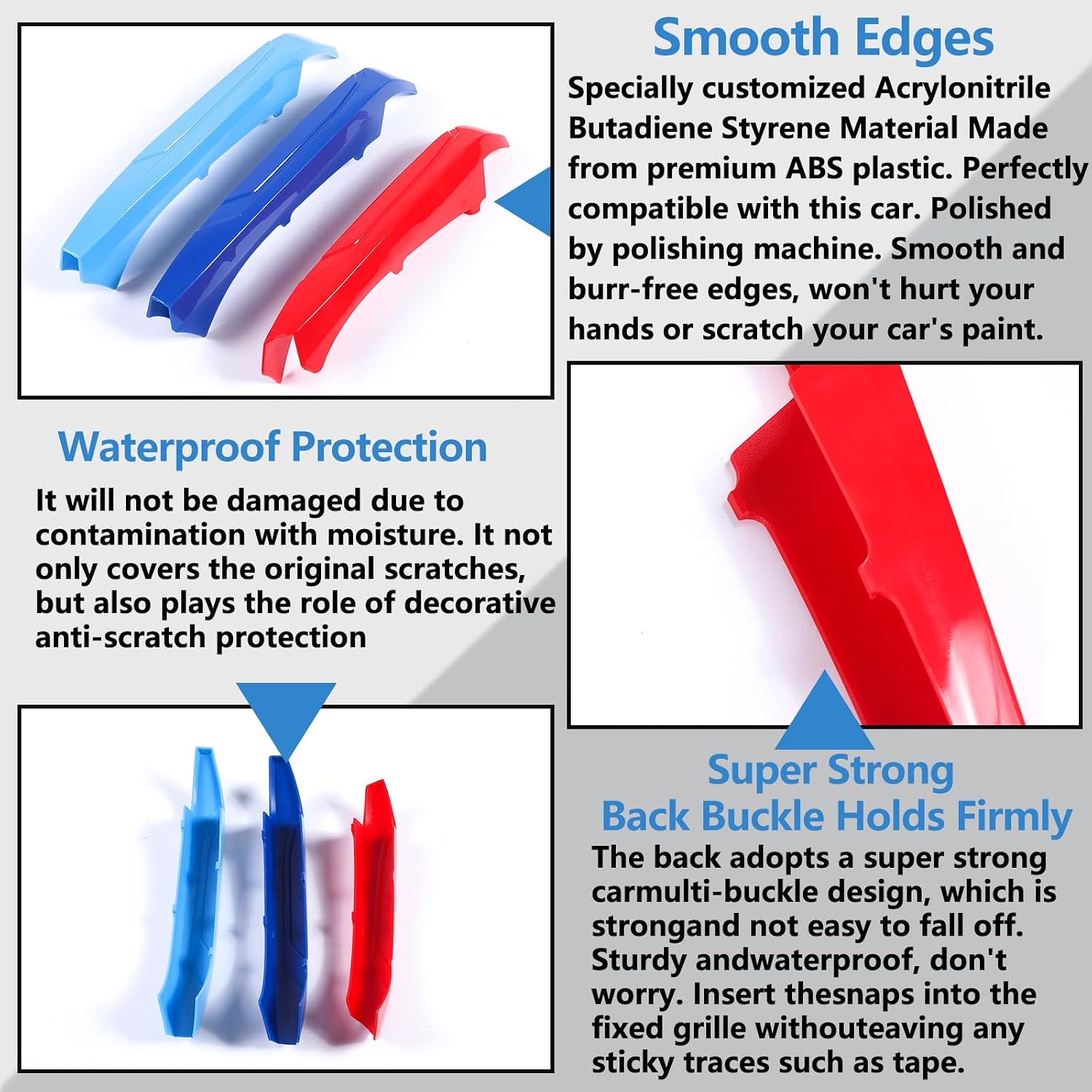 Car Front Center Kidney Grilles Trim Strips Compatible with BMW X1 U11 2023 2024 3PCS,Front Grilles Insert Trim,Hood Air Intake Grille Insert Cover Trim Made of ABS Plastic (Plastic)