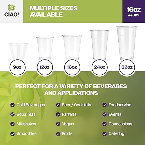 Miniatura 94 de CIAO! Tapa plana PET con ranura para pajilla, diseñada y apta para vasos de bebidas frías PET de 9 oz/12 onzas, 3.622 in (caja de 1,000)