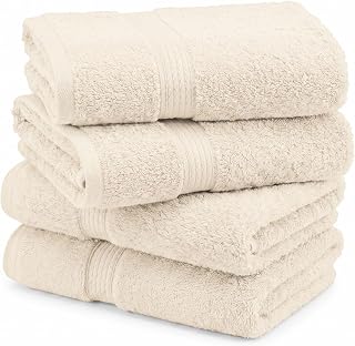 SUPERIOR Egyptian Cotton Plush & Absorbent, Hand Towel Set of 4, Cream