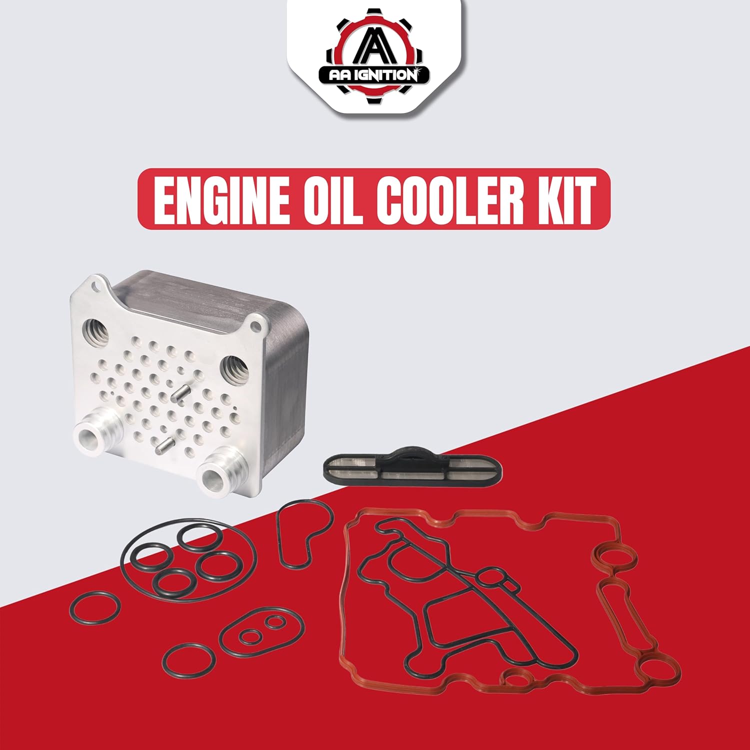 Engine Oil Cooler Kit - Compatible with Ford Trucks - Powerstroke 6.0L V8 F250, F-350, F450, F550 Super Duty, Excursion, E350, E-450 - Replaces Part 904-228, OCK388, 3C3Z 6A642 CA - Gasket Seal Kit