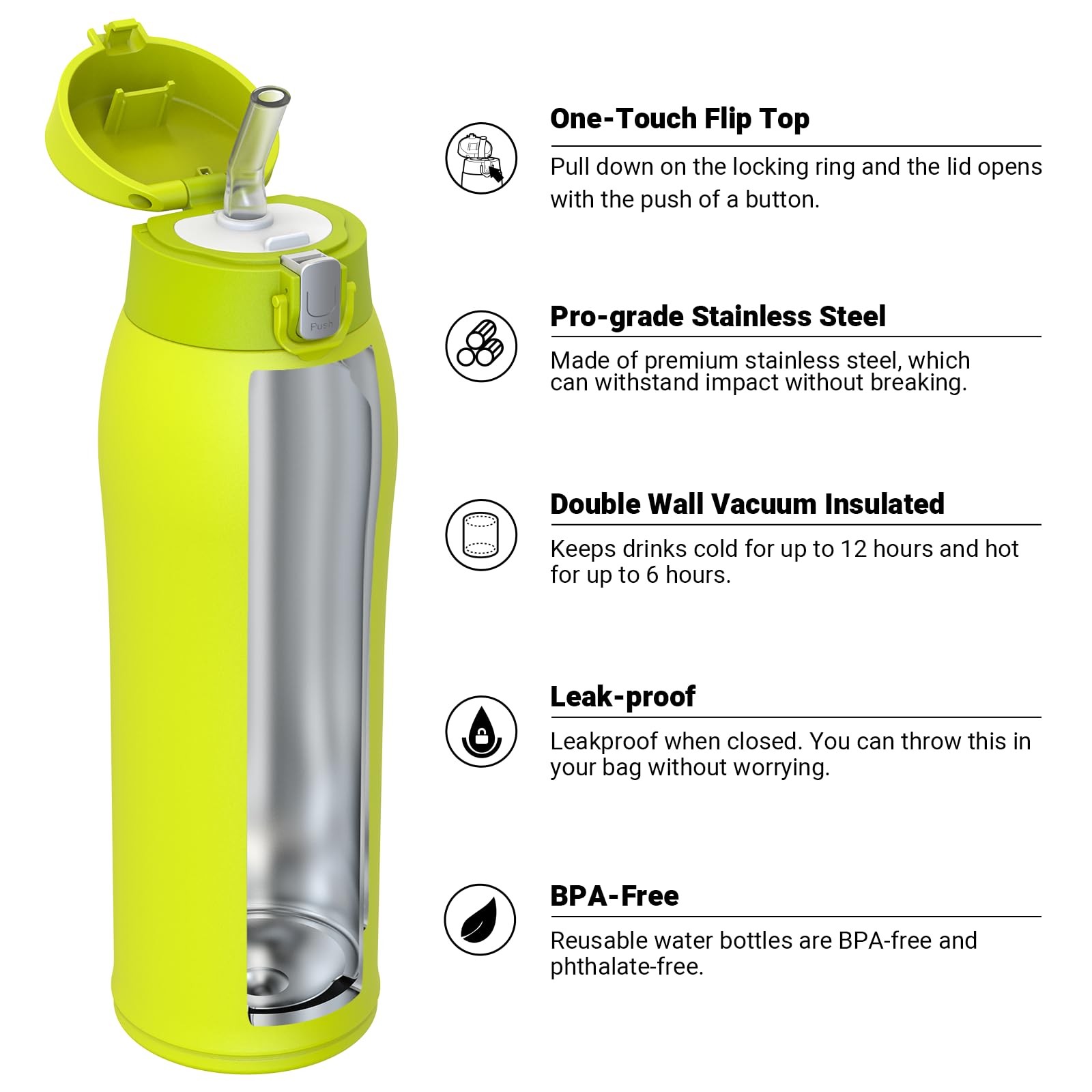 Super Sparrow Borraccia Termica Cannuccia, Borraccia in Acciaio Inox - 350ml, 500ml, 750ml, 950ml - Senza BPA Tazza Borracce Termiche, Bottiglia Termica per Bambini, Scuola, Sportiva