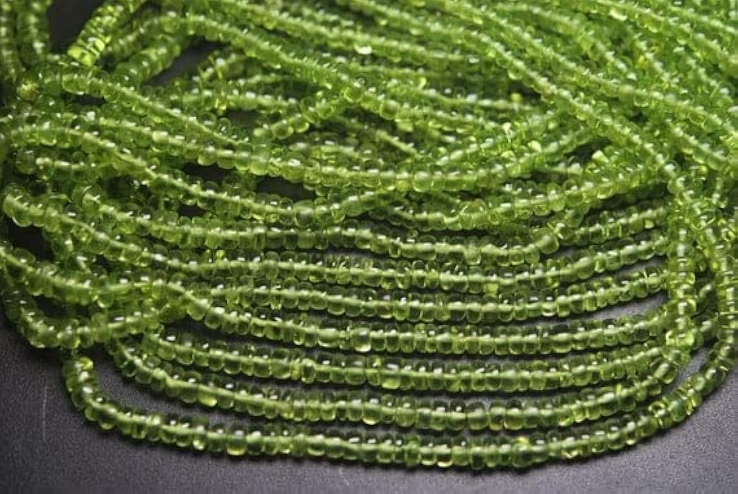 Peridot Smooth Rondelles LKBEADS fil de perles naturelles cadeau anniversaire