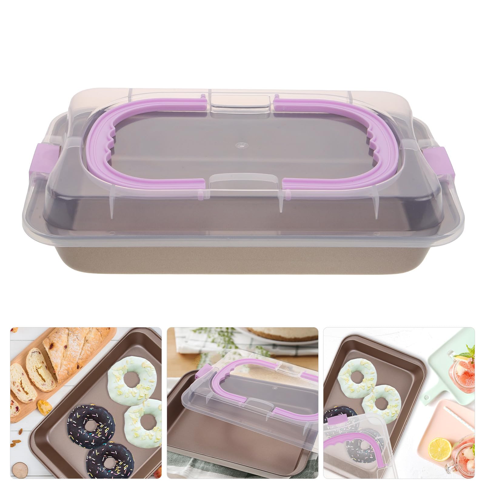 TOYANDONA Molde para Pastel, Molde Rectangular para Hornear Pasteles, Rectangular, Acero al Carbono y Pp, Antiadherente, Resistente al Desgaste, Bordes Lisos, para Panes y Pasteles, Horno