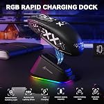 ATTACK SHARK G3PRO Souris de jeu sans fil avec RGB Portique de charge magnétique,Tri-Mode-2.4G/USB-C Câblé/BT,25K DPI,PAW3311 Capteur optique,59g Ultra Lightweight, Bande de poignée pour PC/Mac(Noir)