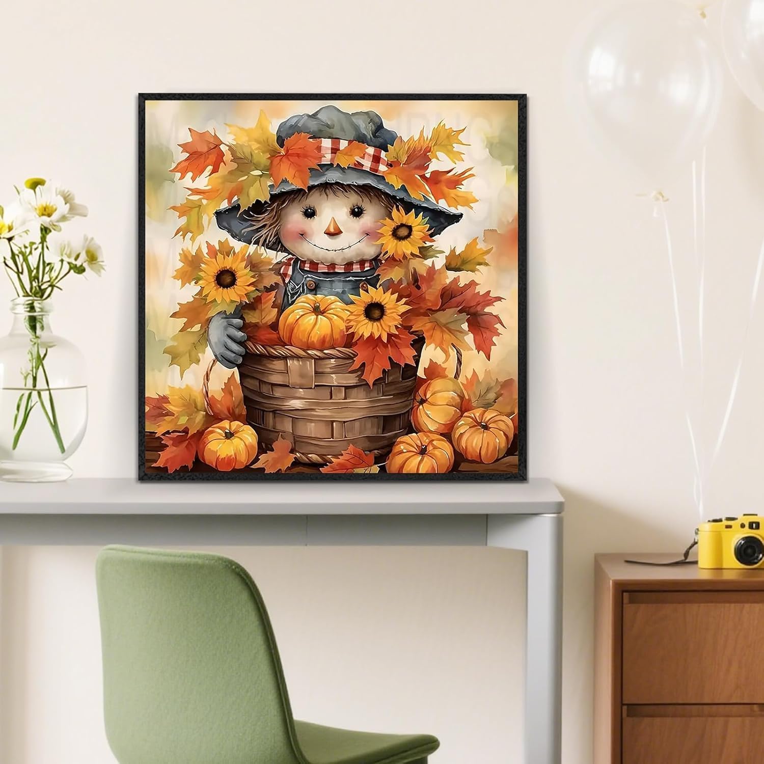 niurenmaoyi Fall Scarecrow Stamped Cross Stitch Kits for Beginner,12X16In