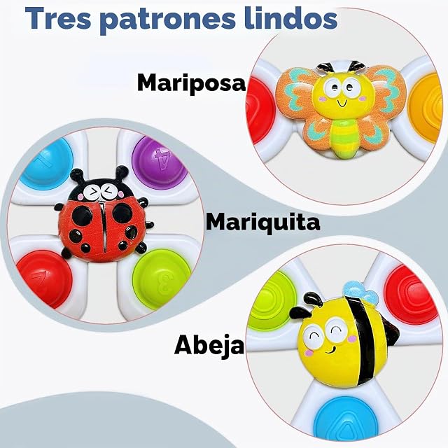 Foto 6 de 6 de Echehi 3 Piezas Spinner Bebe, Juguetes Bañera Bebe, Juguetes Sensoriales para Bebe Pequeños. Insectos