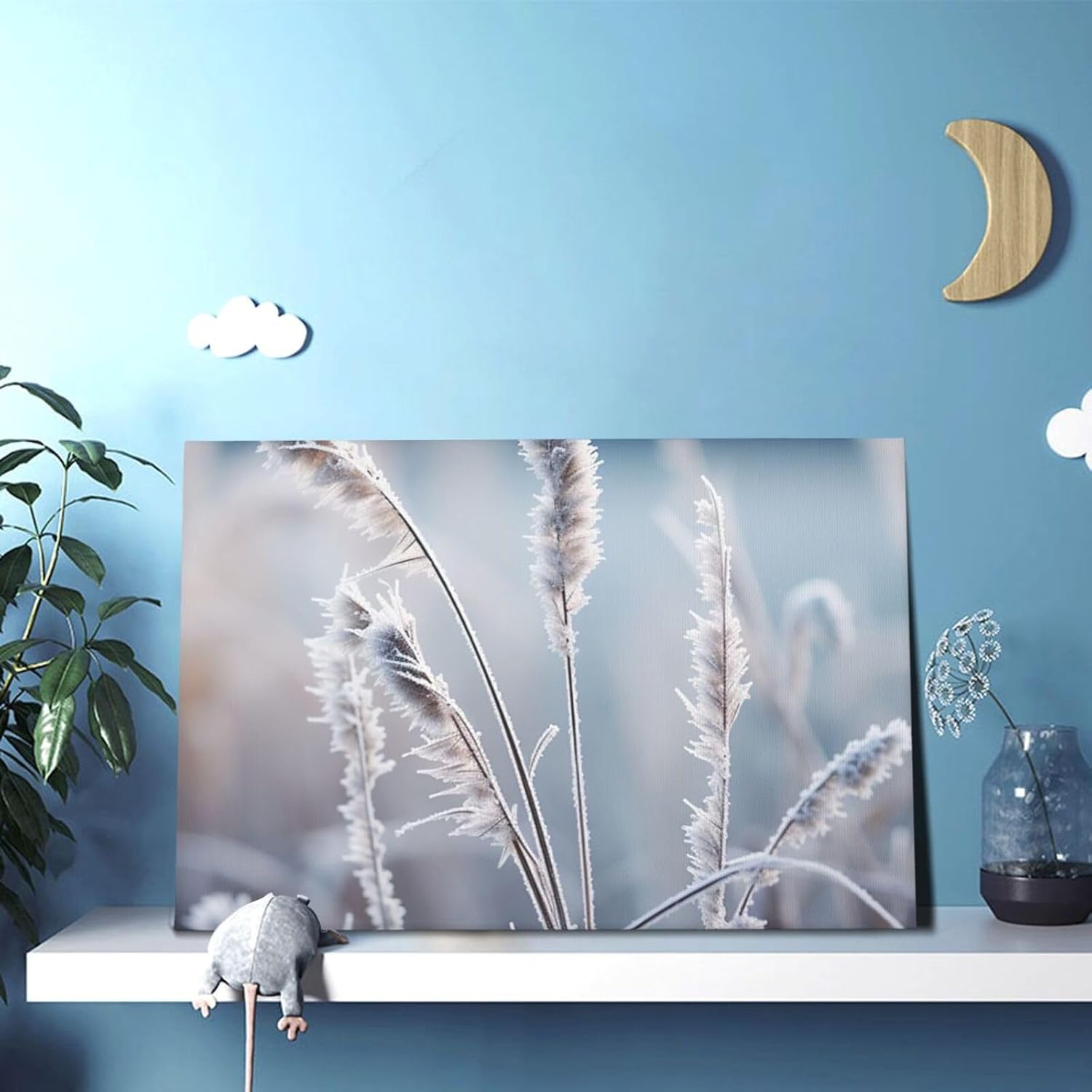 BTCOWZRV Frost Grass Poster Decorative Paintings Canvas Wall Art Unframed Picture Prints Modern Artwork Wall Hanging Decorations for Bedroom Living Room Home Office 12x18 Inch