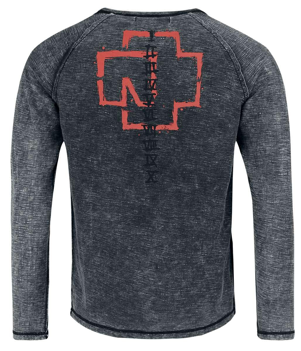 Rammstein Longsleeve Sonne schwarz, Offizielles Band Merchandise Langarmshirt mit Brust- und Rückendruck