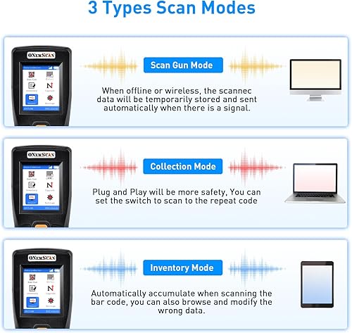 Miniatura 5 de Escáner de inventario, escáner de código de barras inalámbrico 1D y 2D y PDF417 Lector de código de barras QR portátil para dispositivo de