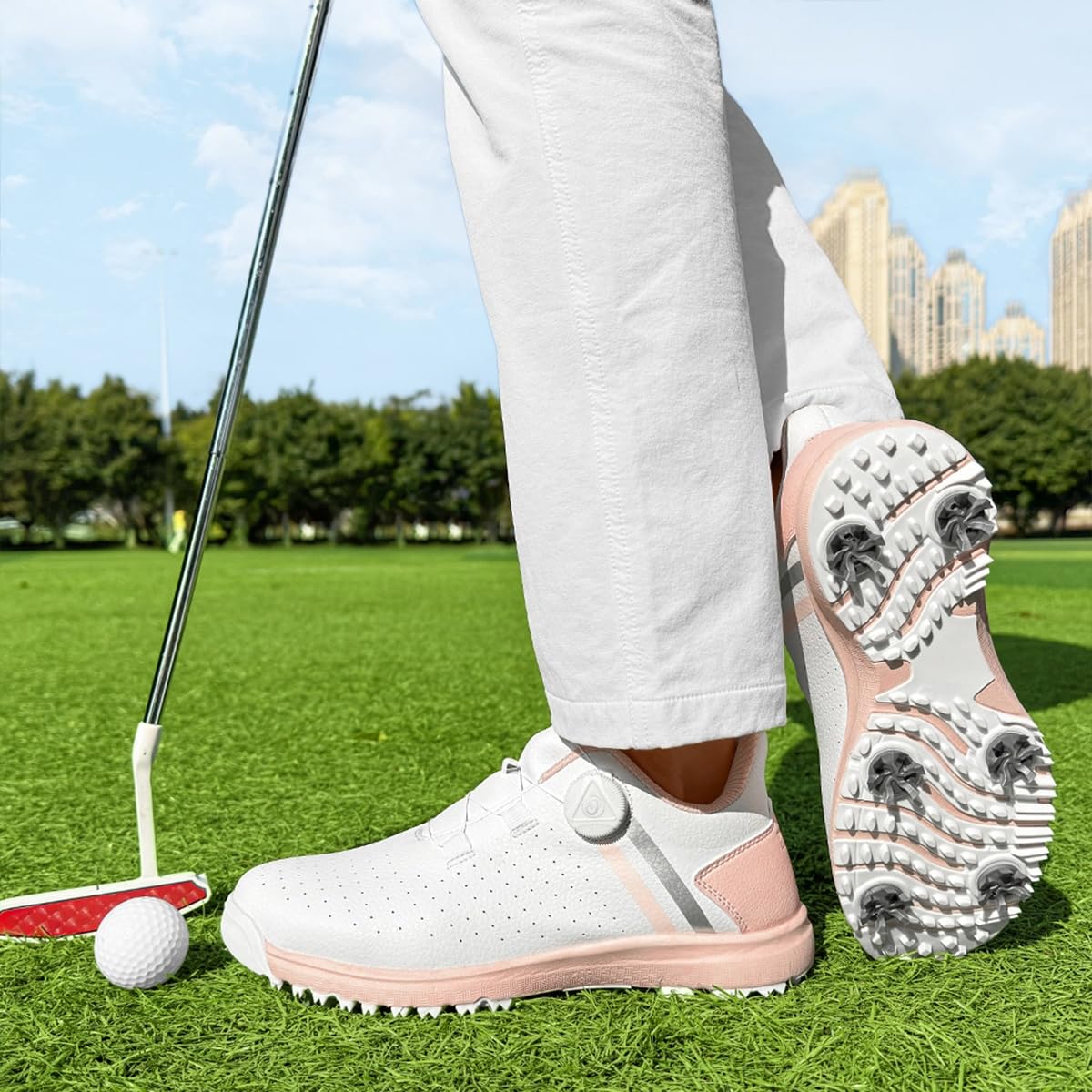 Zapatos De Golf Impermeables Mujeres Zapatillas De Entrenamiento De Golf Profesionales 6 Clavos Ligeras Antideslizantes Informales