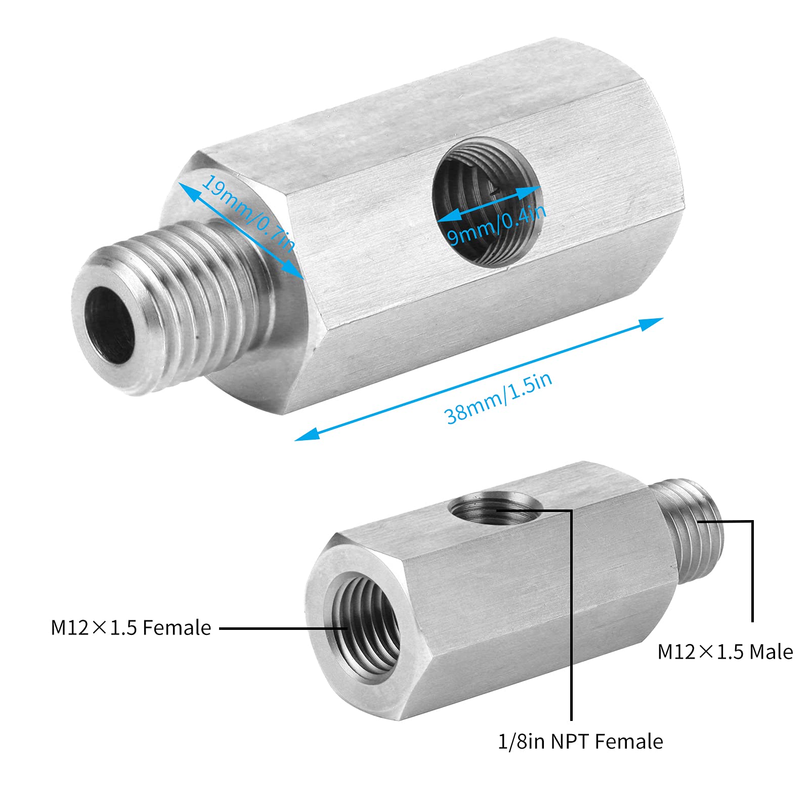 Raccordo Npt del sensore di pressione dell'olio, accessorio per auto con adattatore in acciaio a forma di T da 1/8 pollici a M12 X 1.5