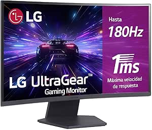 LG 27GS60QC-B - Monitor Ultragear, 27&#34;, QHD (2560 x 1440), Panel VA, 16:9, HDMI, 180Hz, 1ms FreeSync, Conectividad Universal, Color Morado Grisáceo