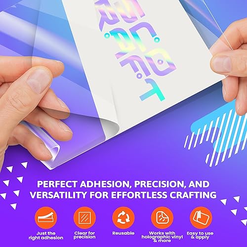 Miniatura 3 de Frisco Craft Cinta de transferencia transparente de alta calidad para vinilo con parte trasera de papel, perfecta para vinilo autoadhesivo