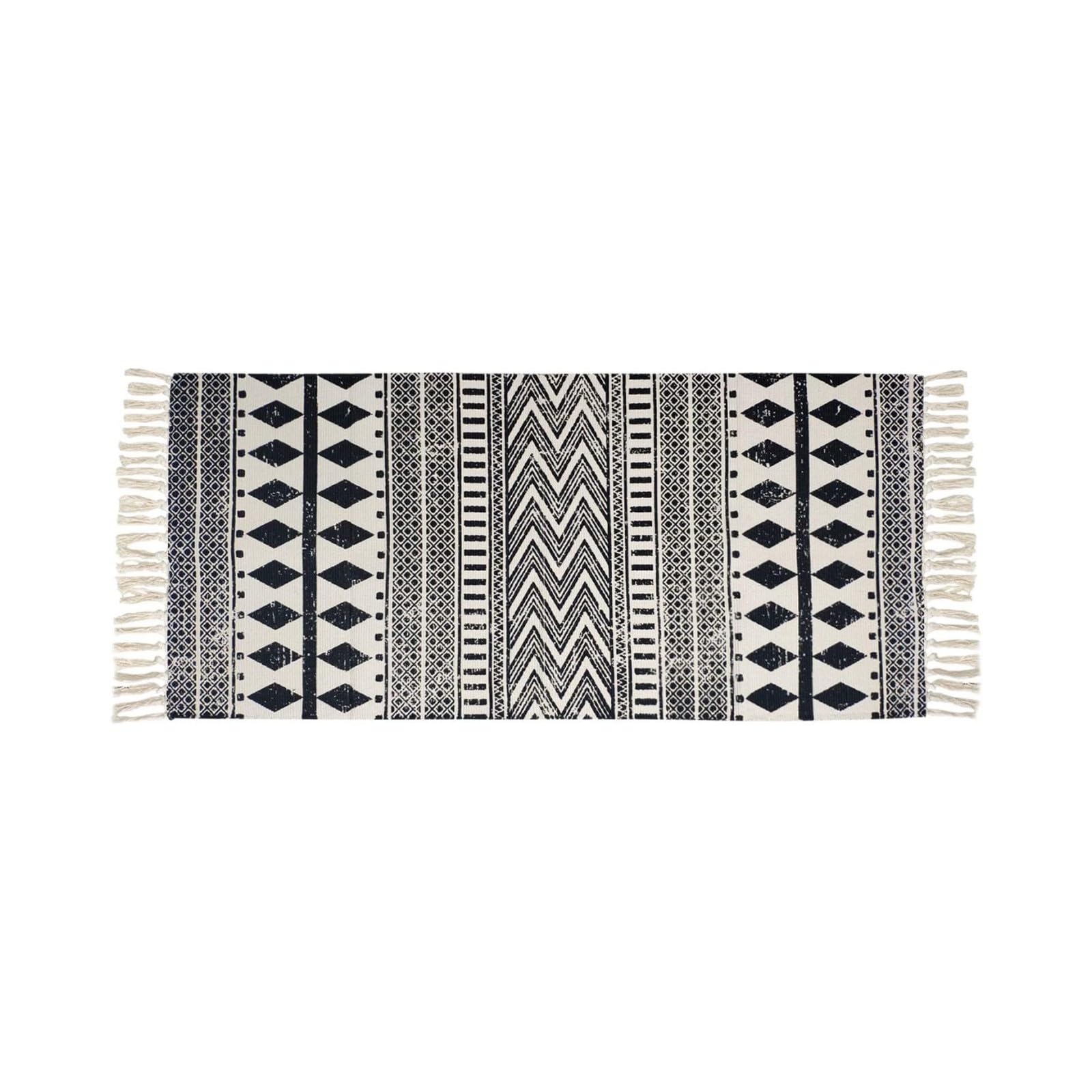 Tapis marocain noir et crème 60 x 130 cm pour petits espaces