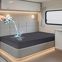 Vista 12 de Protector de colchón Full, funda de colchón impermeable con cubierta de cama con bolsillo profundo de 18", estilo sábana bajera, sin ruido, Negro