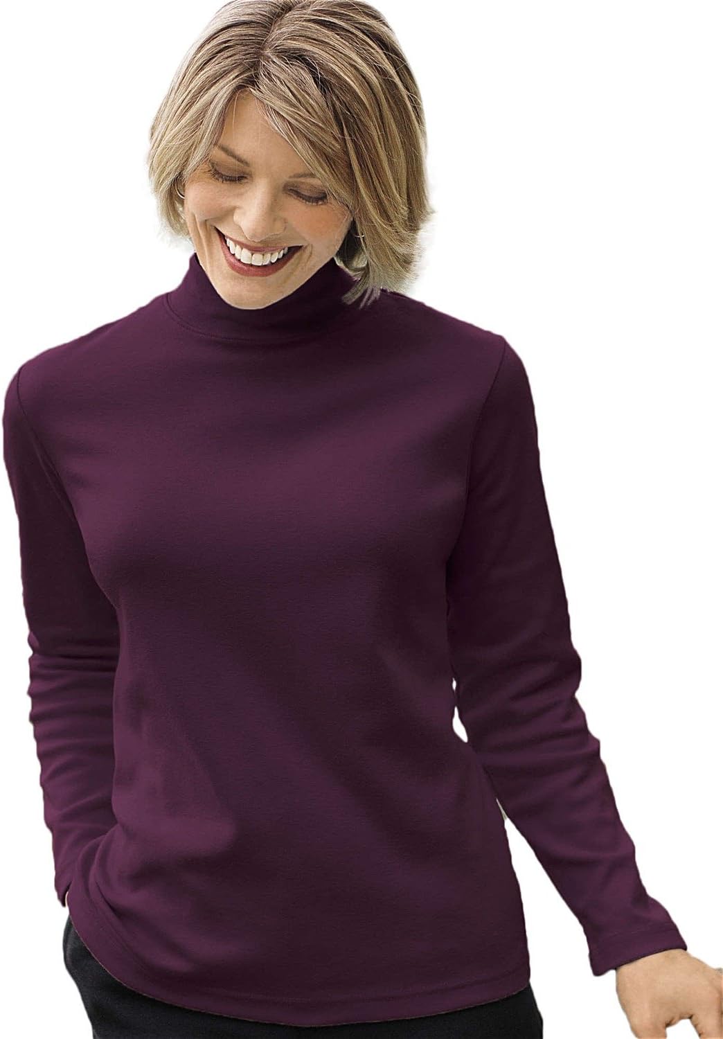 UltraSofts UltraSofts Mock Turtleneck, Purple, Small