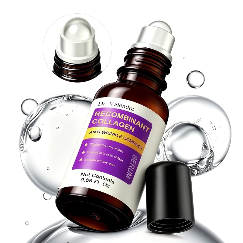 Sérum facial Dr.valendre com roller de vidro, colágeno, arbutina e niacinamida