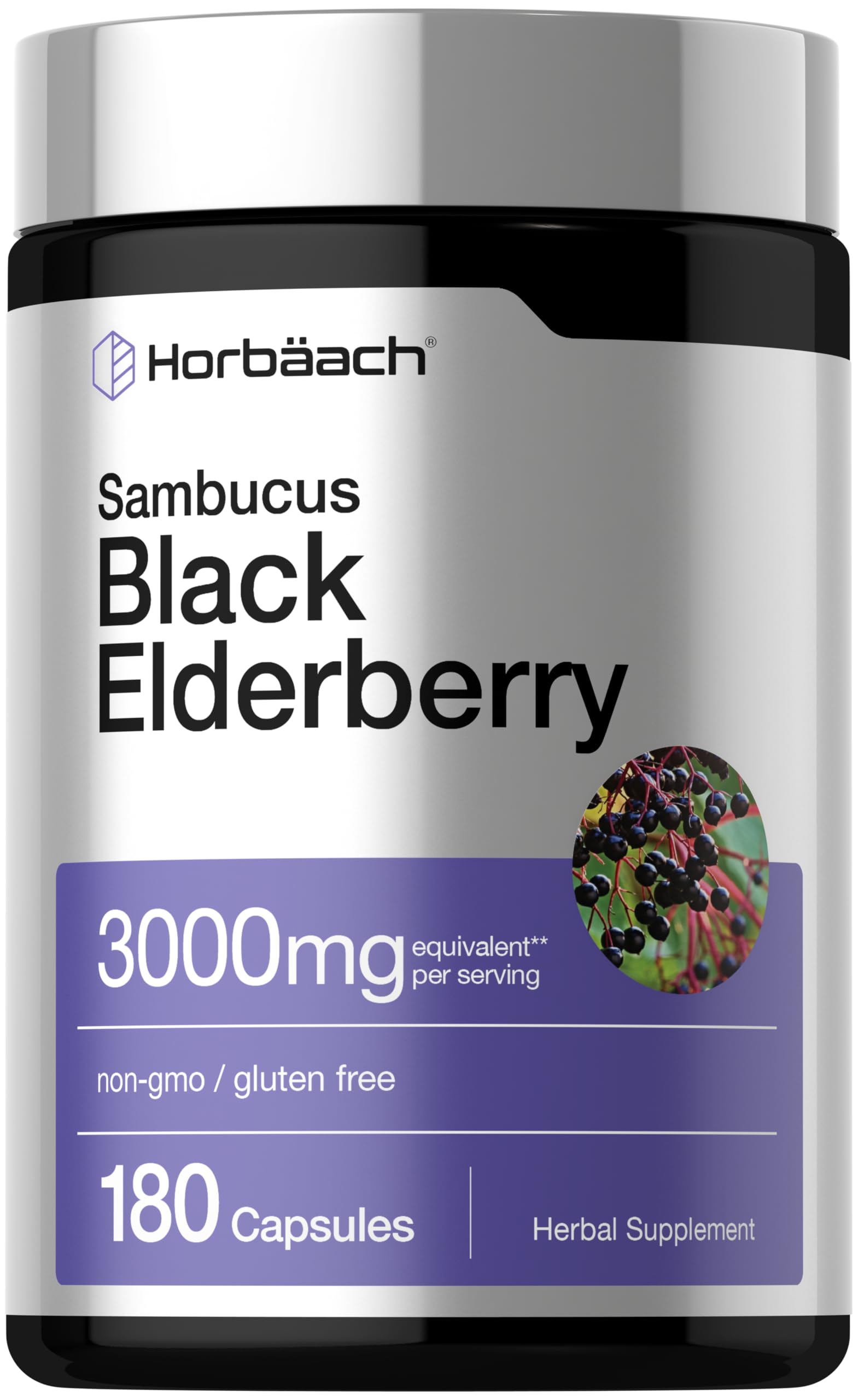 Amazon.com: Horbäach Black Elderberry | 180 Capsules | Sambucus