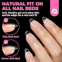 Vista 3 de UNA GELLA Puntas de uñas cortas de almendra: 504 PCS uñas postizas cortas, puntas de uñas de gel a presión suave, forma de almendra preformada