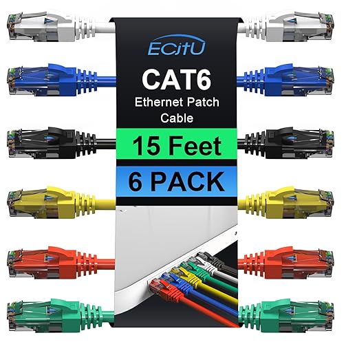 Miniatura 15 de Cables de conexión Cat6 de 4 pies (paquete de 6), cable Ethernet Cat 6, cable CCA de 24 AWG, red UTP, cable de Internet, compatible con PC, laptop